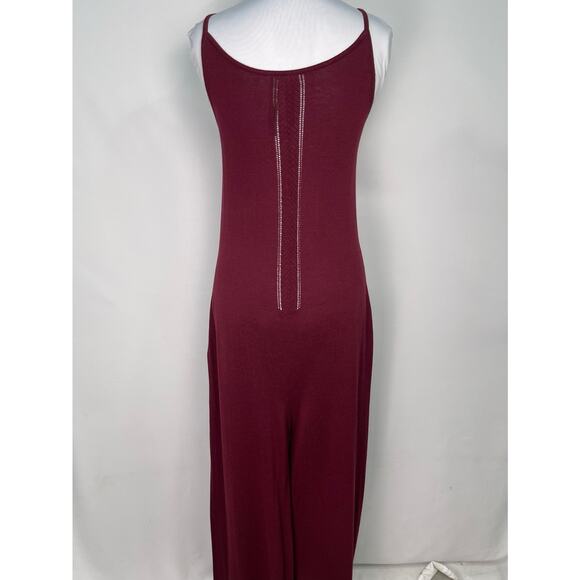 Anthropologie Maroon Knit Jumpsuit Size Medium Sleek & Casual - Picture 5 of 8
